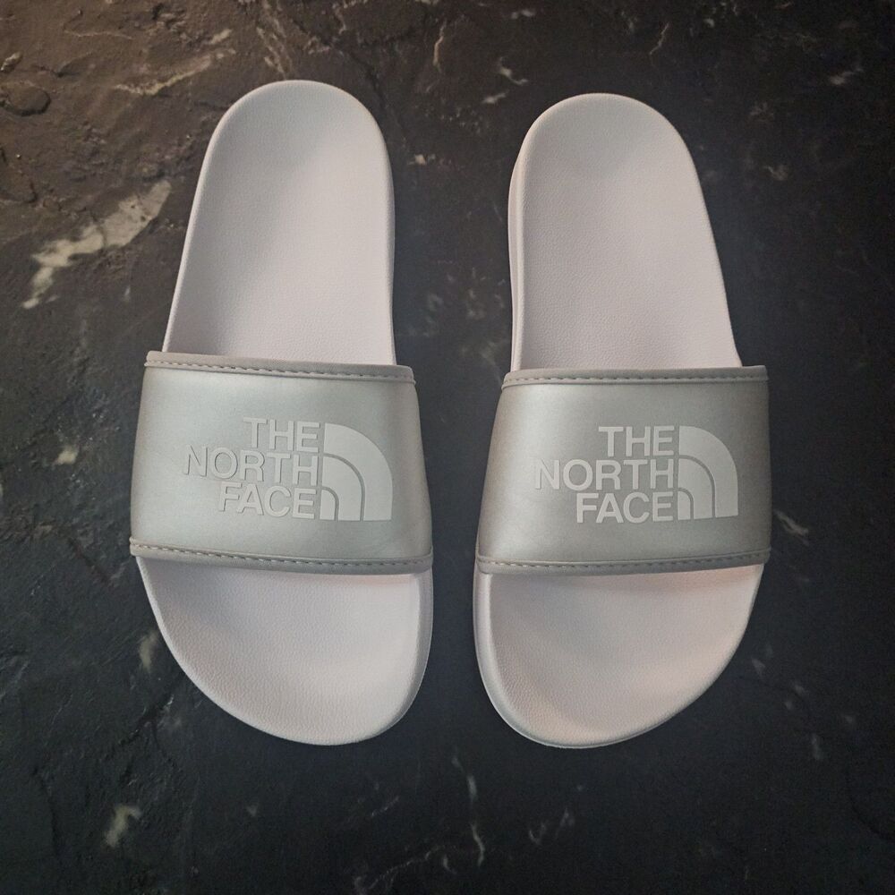 The North Face Base Camp Slide III Women's Size 8 White Silver Comfort Sandals